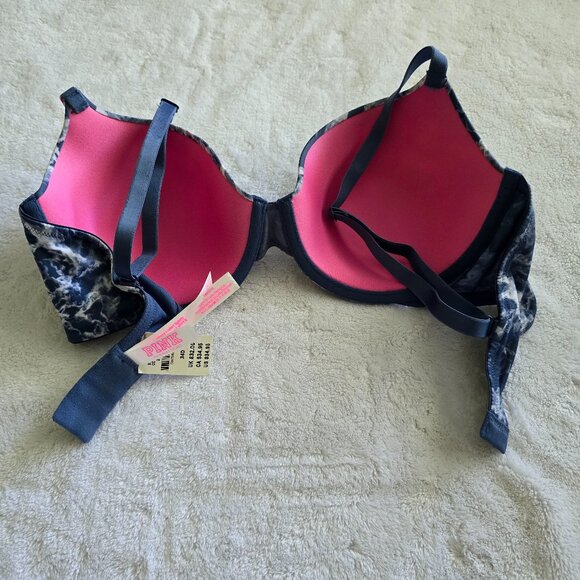 NWT VS Pink Blue Tie-Dye 34D T-Shirt Bra - Picture 3 of 4